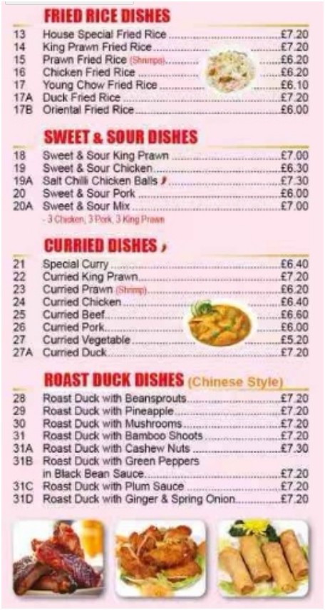 Menu of xxxxx
