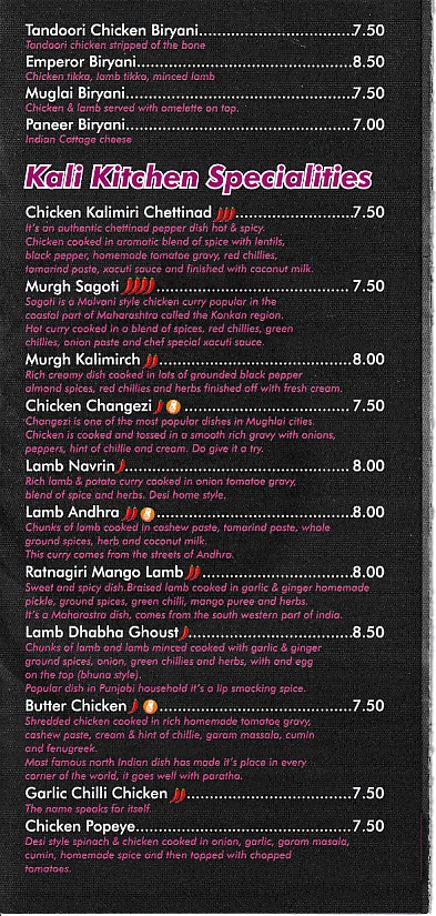 Menu of xxxxx