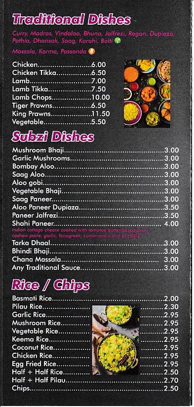 Menu of xxxxx