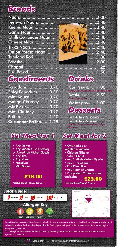 Menu of xxxxx