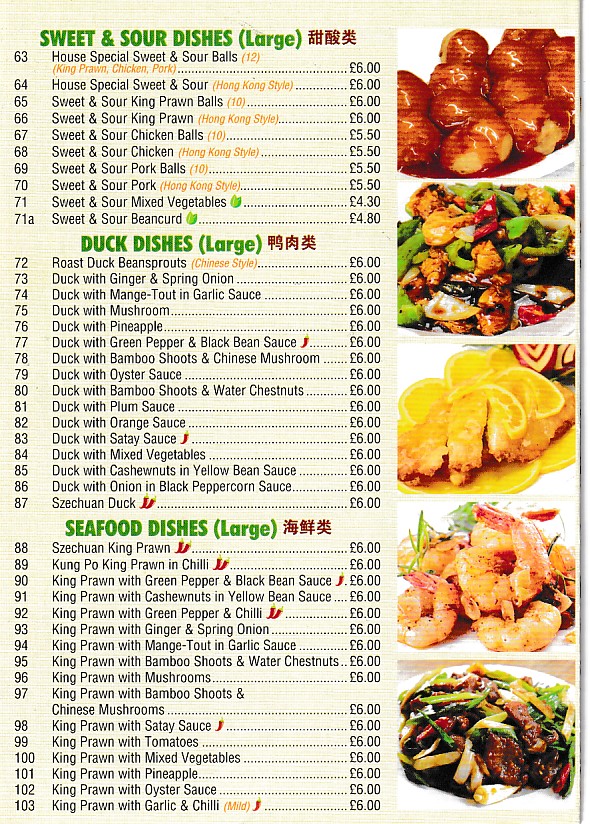 Menu of Barry Palace Chinese Takeaway