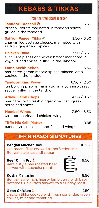 Menu of Tiffin Rasoi Indian takeaway in Barry