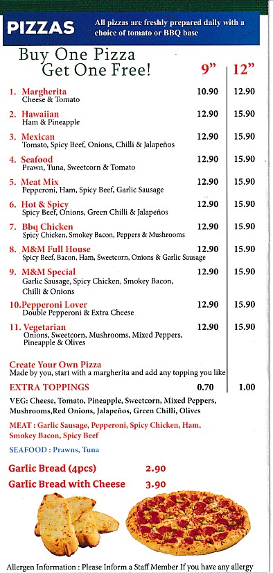 Menu Website of M&M Kebab & Pizza House Penart