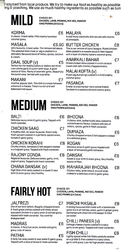 Menu Website of Saagor Indian takeaway Penarth